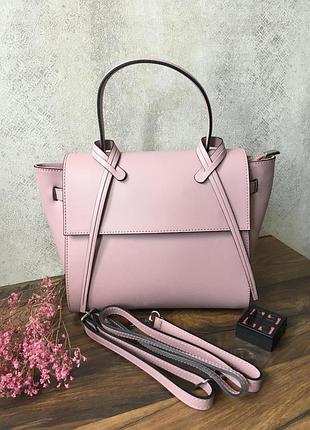 Трендовая сумка из натуральной кожи в цвете нежная сирень