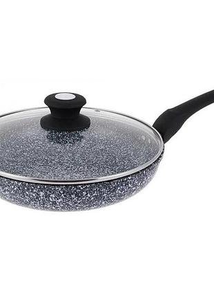 Сковорода unique un-5115-24 см із кришкою/граніт світлий