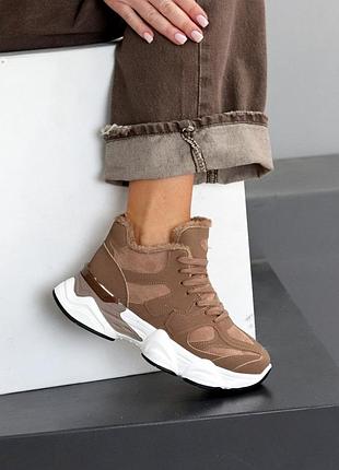 Кроссовки "rikki" женские экозамша экомех мокко 26006