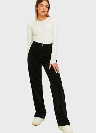 C&a чорні базові вельветові прямі штани повсякденні р. l xl