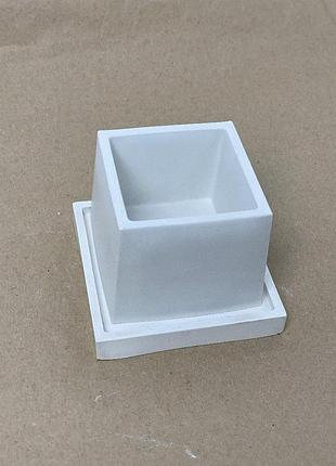 Гипсовое кашпо duo на подставке для кактусов и суккулентов, емкость для заливки свечей белый