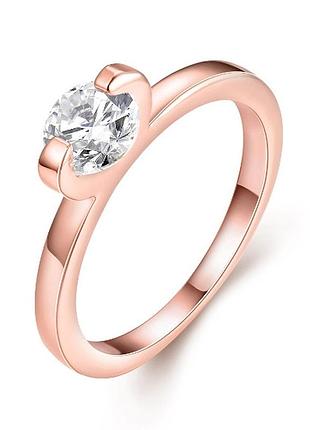 Женское кольцо с позолотой и белым камнем rg-003, 15.5