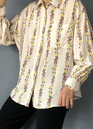 Вискозная блуза с цветами на пуговицах размер 14 бренд tu