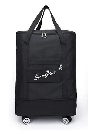 Дорожня сумка на колесах велика чорна 63*44*31см chengen 86 літрів | x216-2