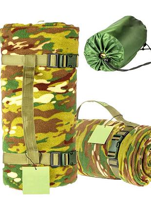 Тактичний флісовий плед 145х200 - ковдра для військових із чохлом, покривала на ліжко