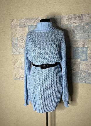 Жіночий блакитний светр-туніка подовжений светр