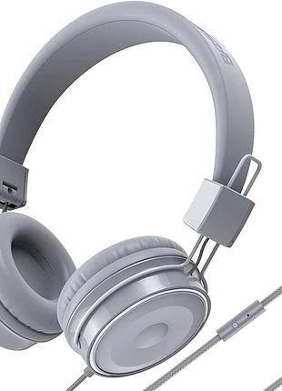 Наушники с кабелем baseman b1 серые - складные и легкие проводные наушники с микрофоном