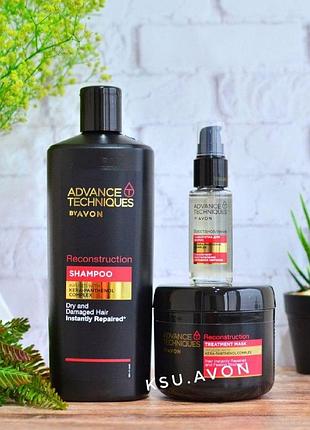 Набор для секущихся, поврежденных волос "восстановление" из 3-х единиц advance techniques by avon ( шампунь 70