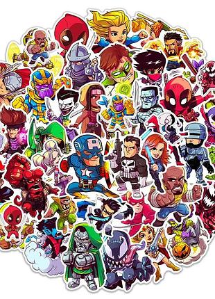Наклейки стикеры супергерои 20 шт на телефон, ноутбук, на стену для декора. стикеры для авто, для детей