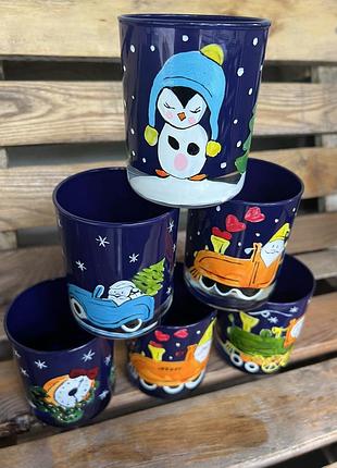 Стакан подсвечник декоративный, ручная работа, ручная роспись