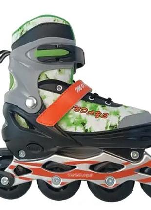 Дитячі розсувні ролики best roller, розміри 30-33, колеса pvc, зелені ролики
