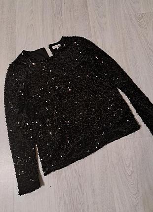 Блузка праздничная черная warehouse с пайетками