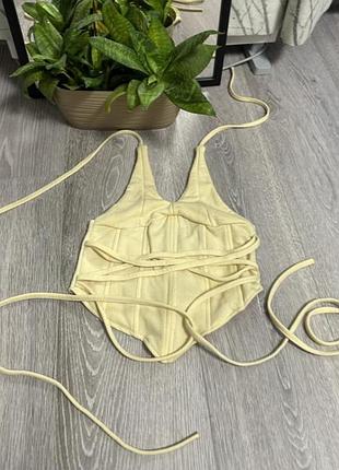 Топ лимоний корсет з шнурівкою котоновий корсет