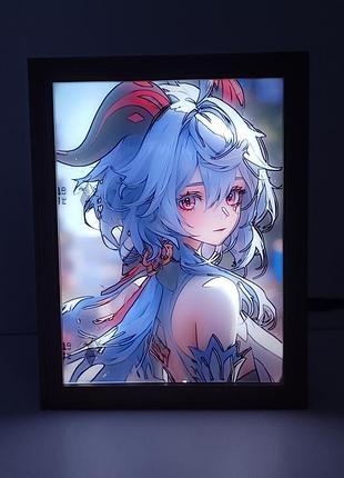 Живая картина-ночник из игры genshin impact гань юй 22*17 см usb без аккумулятора