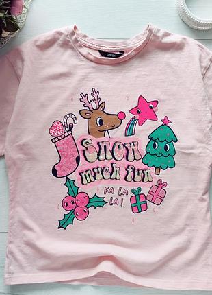 11,12 років, зріст 146,152 футболка з оленем для дівчинки новорічна  артикул: 25437  бренд: george (джордж)