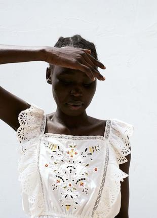 Распродажа! модный топ вышивка, zara, рр l-xl