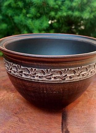 Макітра 3,5 л ангоб, червона глина, глиняний посуд, кераміка