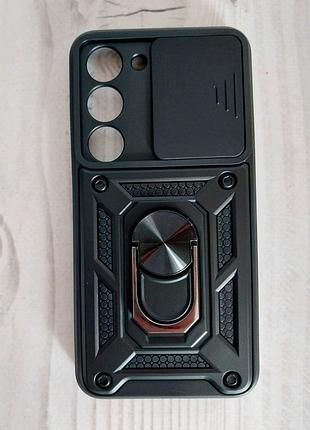 Противоударный чехол бампер на samsung s23 с держателем и защитой камеры