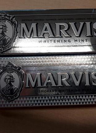 Уценка! зубная паста отбеливающая мята марвис 85 мл, коробка мятая