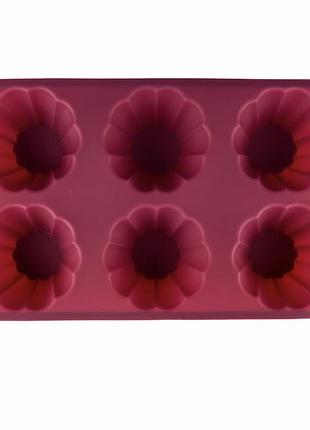 Форма для выпечки кексов stenson 6 шт (нh-163) силикон бордовый