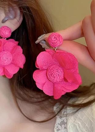 Серьги большие серёжки цветы яркие цветок в уши цветочные сережки из цветов