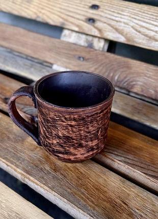 Чашка чайна 300 мл №2 гладка, червона глина, глиняний посуд, кераміка