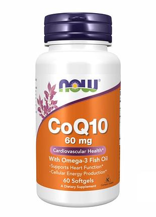 Now foods, коэнзим q10 с рыбьим жиром с омега-3, 60 мг, 120 капсул