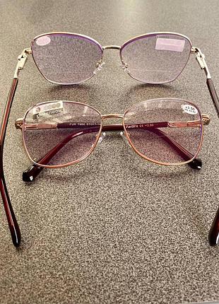 Металеві фотохромні окуляри з діоптріями + та - , світлий хамелеон , полімерні лінзи blue blocker -4.0