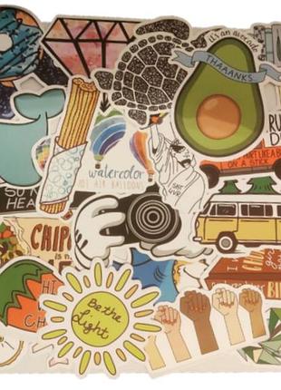 Наклейки стикеры рандомные, ассорти 20 шт на телефон, ноутбук, на стену для декора. стикеры для авто