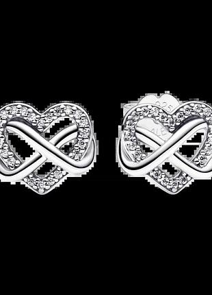Срібні сережки pandora «блискуче серце нескінченності» 292667c01