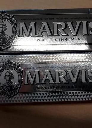 Уценка! зубная паста отбеливающая мята для курильщиков 85 мл марвис, коробка мятая