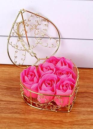 Подарочный набор с розами из мыла, розы из мыла 6 шт, розы из мыла, набор мыла розы