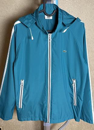 Бирюзовая водоотталкивающая куртка-ветровка lacoste р.38