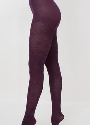 Плотные капроновые колготки с узором фиолетового цвета