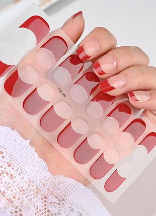 Гелеві наліпки на нігті твердіючі в уф лампі nk-fsz-003 червоний 16 шт (a9522)