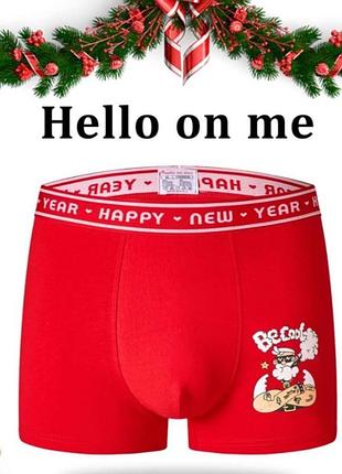 Чоловічі новорічні труси боксери з 44 по 50р червоні бавовна