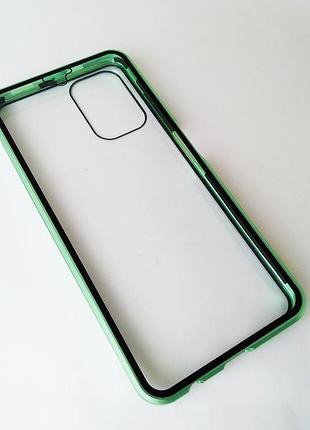 Чехол магнитный для xiaomi redmi note 10s чехол на редми ноут 10s с закаленным стеклом металл и закаленное стекло, зелёный