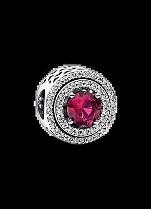 Серебряный шарм pandora «красное сияние» серебряная бусина пандора красное сияние паве красный камень792418c01