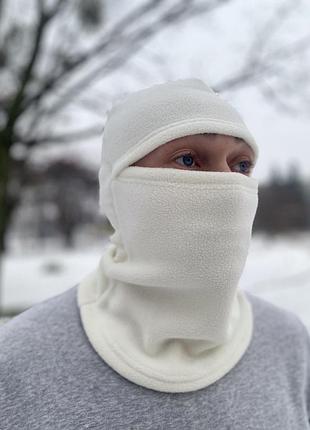 Флісова зимова балаклава (біла)