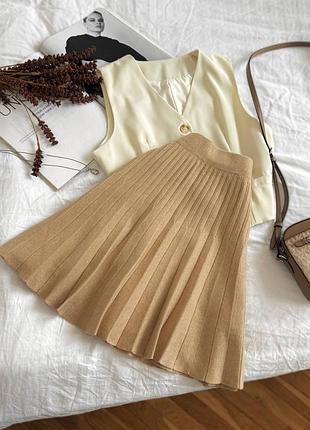 Міні спідниця плісе, з резинкою на талії🤍