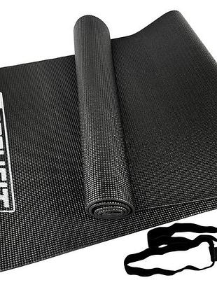 Коврик для йоги и фитнеса easyfit пвх (pvc) черный