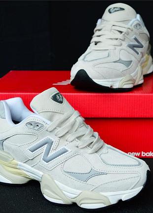 New balance 9060 beige gray бежевые с серым, мех