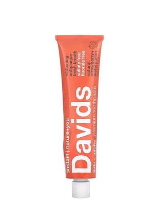 Зубная паста без фтора davids, для детей и взрослых, клубника и арбуз, 149 г
