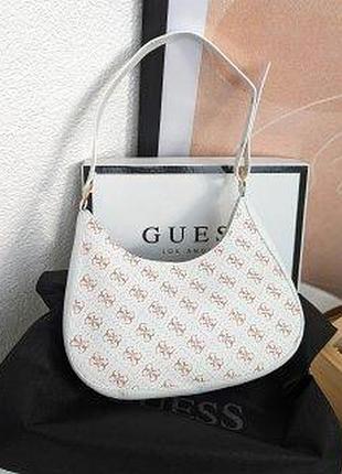 Жіноча сумка guess хобо,біла гесс жіноча сумка гесс