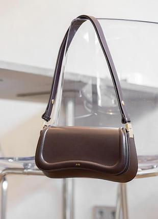 Кожаная сумка jw pei брендовая сумочка багет джи ви пэй женская багетная сумка люкс качества шоколадный
