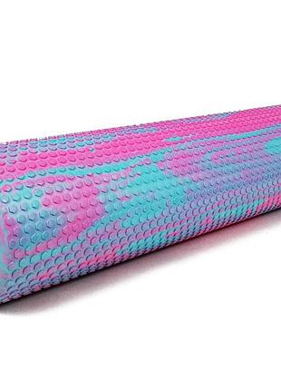 Массажный ролик easyfit foam roller 60 см двухцветный мятный-розовый
