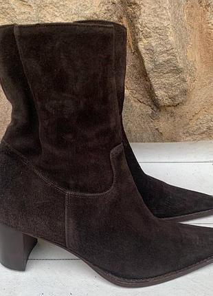 Manfield винтажные замшевые ботильоны с длинным носом, 39. италия.