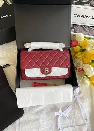 Шкіряна міська сумочка для дівчини chanel брендова сумка через плече для жінки шанель бордовий