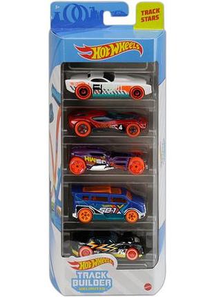 Хот вилс 5 машинок 1:64 hot wheels track builder unlimited, подарочный набор hw 5-pack