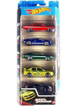 Хот вилс форсаж, набор 5 машинок 1:64 hot wheels fast & furious, подарочный набор hw 5-pack